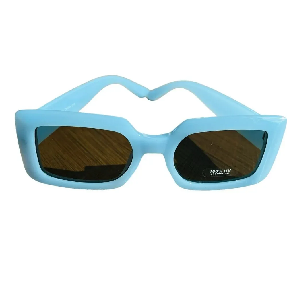 Sunglasses  Blue color smooth plain square light tint edc baddie  cottagecore - Picture 6 of 14